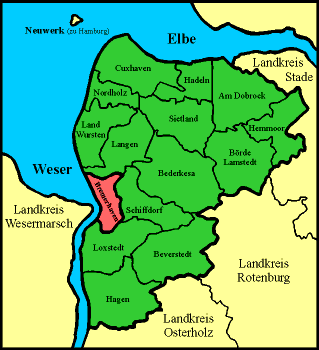 Karte des Landkreises Cuxhaven