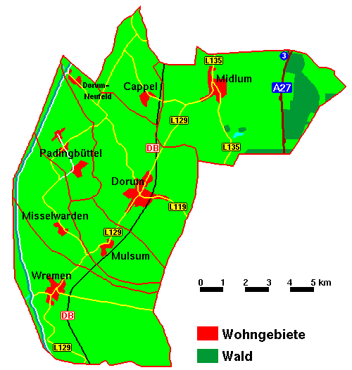 Karte der Samtgemeinde Land Wursten