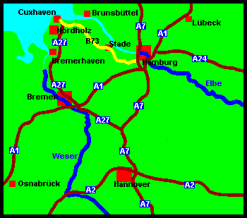 Karte des Elbe-Weser-Dreiecks